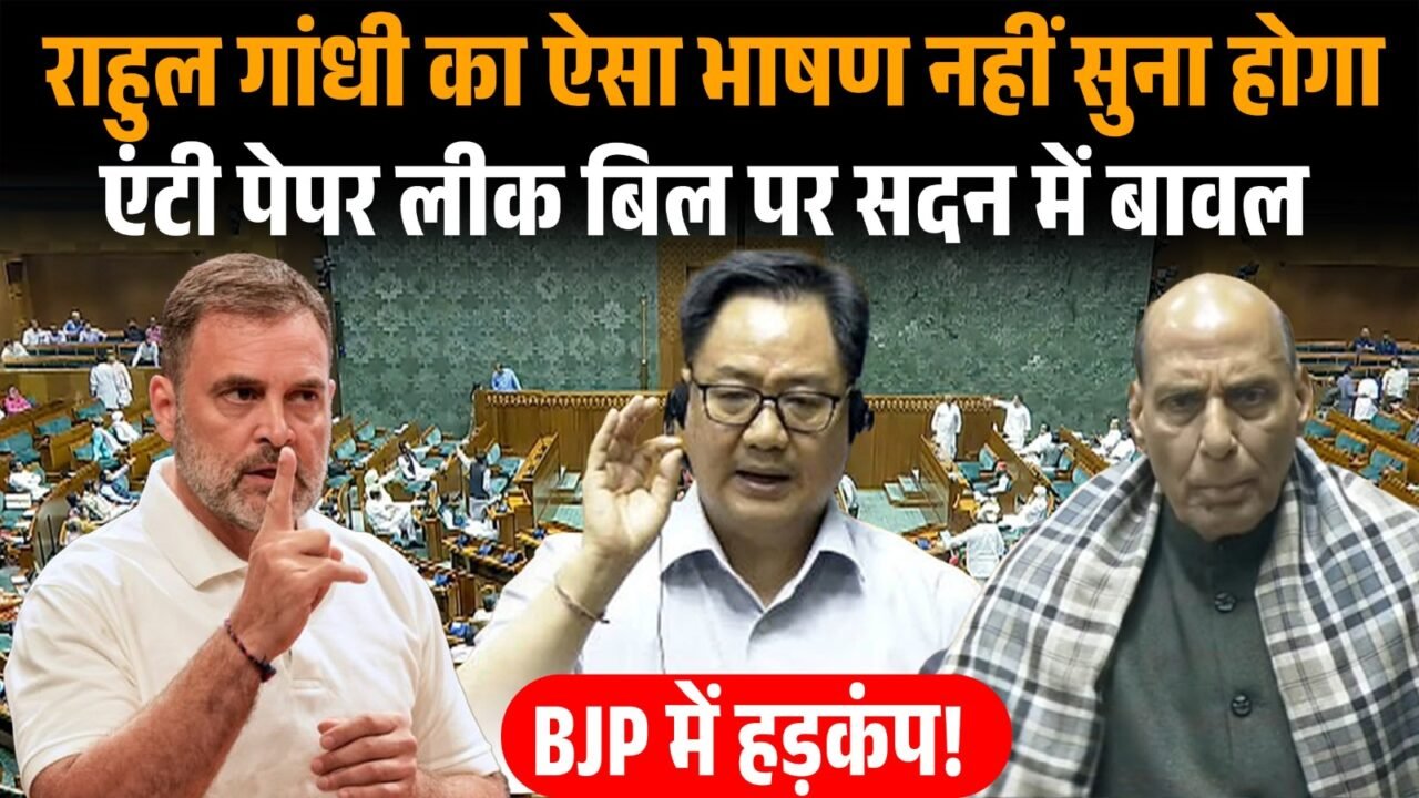 लोकसभा में राहुल गांधी के भाषण के दौरान हुए हंगामे का सांकेतिक चित्र।