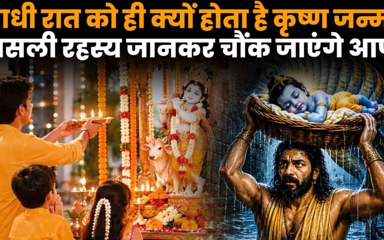 जन्माष्टमी पर आधी रात भगवान श्रीकृष्ण के जन्म का उत्सव
