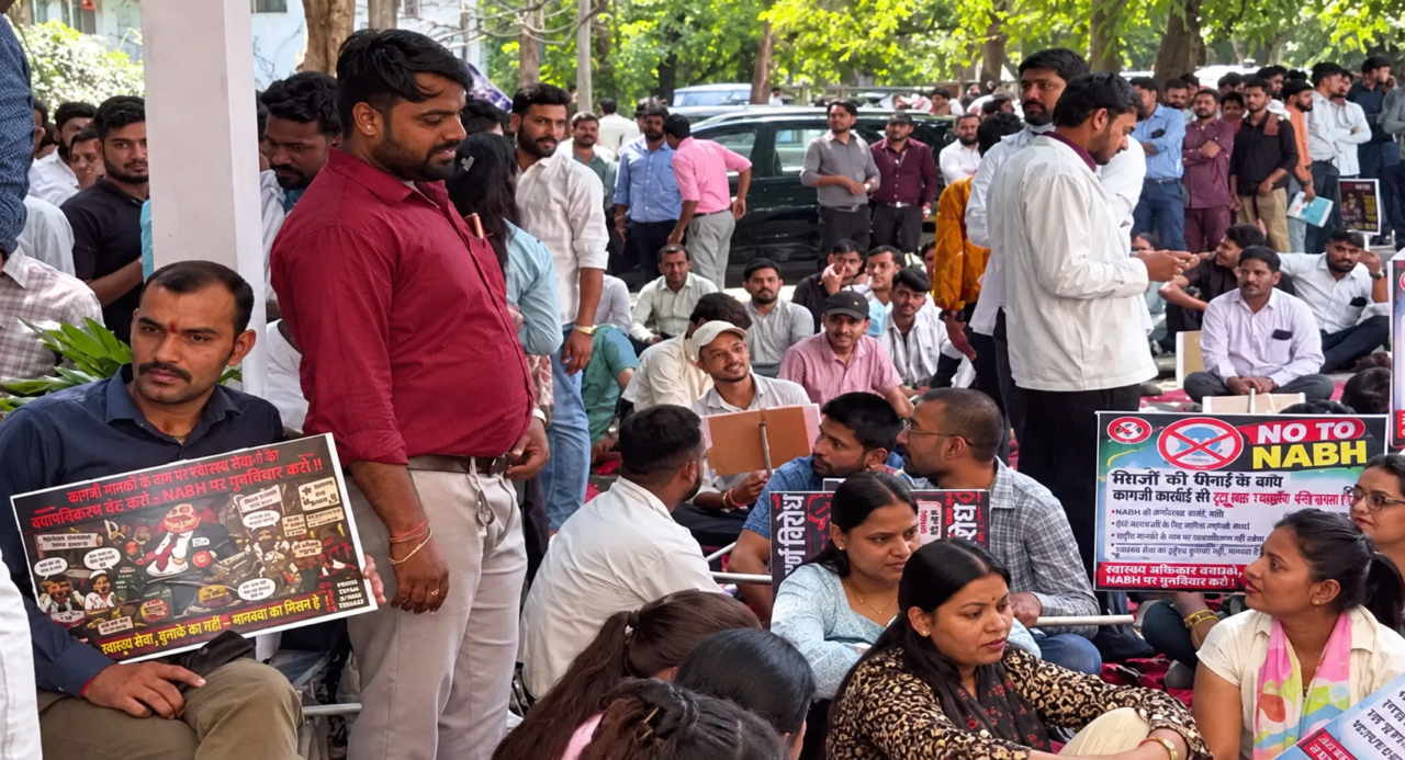 आयुष्मान योजना के बहिष्कार को लेकर प्राइवेट डॉक्टरों और अस्पताल संगठनों का प्रदर्शन